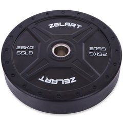 Бамперные диски резиновые Bumper Plates Zelart TA-2258-25 50,4мм 25кг черный