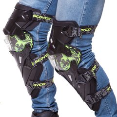 Защита ног мотоциклиста (наколенники) 2шт SCOYCO черно-салатовая K12, Универсальный
