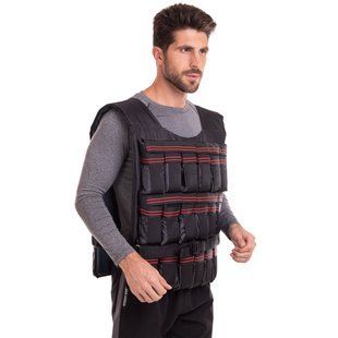 Жилет утяжелитель с регулируемым весом Zelart WEIGTH VEST TA-4799-24 вес-0,5-24 кг черный