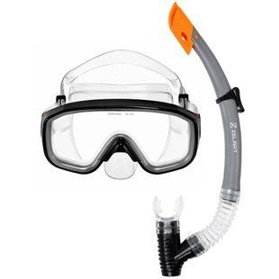 Набор для плавания маска с трубкой Zelart M138-SN50-4-PVC цвет черный-серый-прозрачный