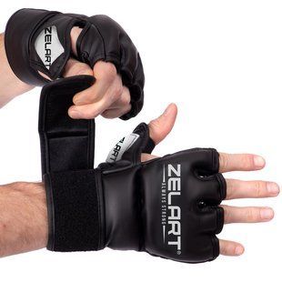 Рукавиці для змішаних єдиноборств MMA Zelart BO-5699 розмір S колір чорний-білий