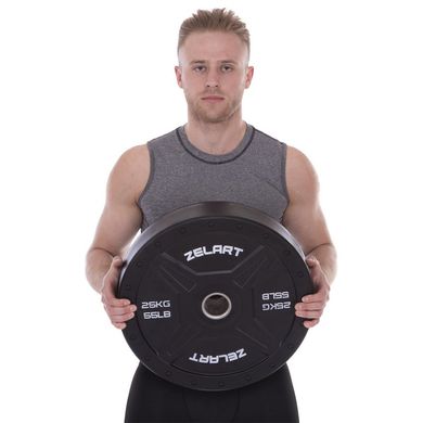 Бамперные диски резиновые Bumper Plates Zelart TA-2258-25 50,4мм 25кг черный