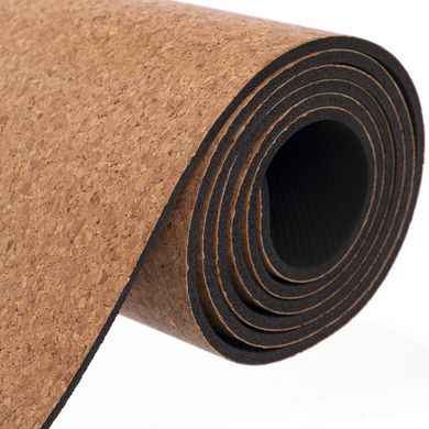 Коврик для йоги Yogamat пробковый каучуковый двухслойный 4мм Record FI-7156-10, Песочный