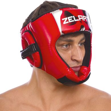 Шлем боксерский открытый красный PU ZELART BO-1316