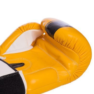 Рукавиці боксерські на липучці шкіряні YOKKAO YK016 розмір 12 унції колір синій-сірий