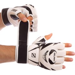 Перчатки для MMA PU ZELART бело-черные BO-1374, L