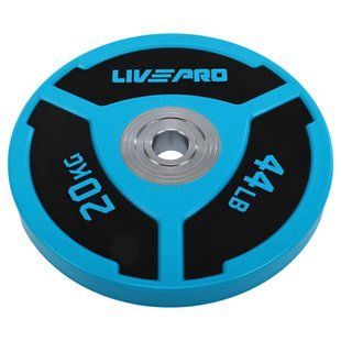 Бамперные диски полиуретановые Bumper Plates LiveUp LP8027-20 &oslash;50.5мм 20кг синий-черный