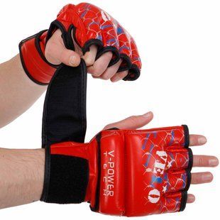 Рукавиці для змішаних єдиноборств MMA шкіряні VELO ULI-4032 розмір M колір червоний