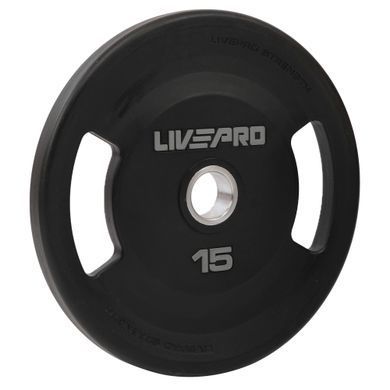 Блины диски полиуретановые 2 Handle металлическая втулка LiveUp LP8337-15 &oslash;51мм 15кг черный