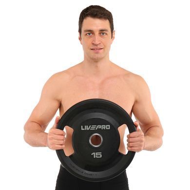Блины диски полиуретановые 2 Handle металлическая втулка LiveUp LP8337-15 &oslash;51мм 15кг черный