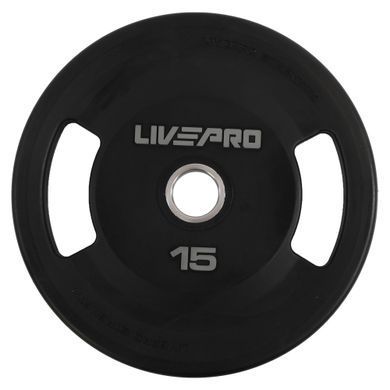 Блины диски полиуретановые 2 Handle металлическая втулка LiveUp LP8337-15 &oslash;51мм 15кг черный