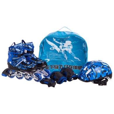 Комплект (роликовые коньки, защита, шлем, сумка) JINGFENG синий SK-170, 39-42