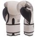 Боксерские перчатки на липучке PU ZELART BO-1335 бело-черные, 12 унций
