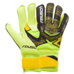 Перчатки для футбола юниорские с защитными вставками на пальцы REUSCH черно-салатовые FB-882B, 5