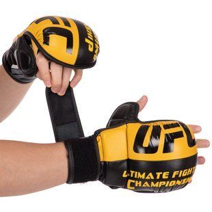 Рукавиці Краби спарингові для MMA UCF BO-0554 розмір L колір жовтий