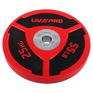 Бамперные диски полиуретановые Bumper Plates LiveUp LP8027-25 &oslash;50.5мм 25кг красный-черный