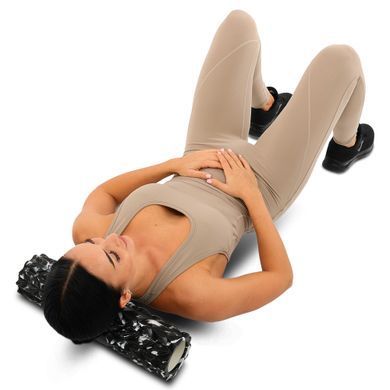 Роллер масажний циліндр (ролик мфр) 45см Grid Spine Roller EVA LiveUp LP8233 колір чорний