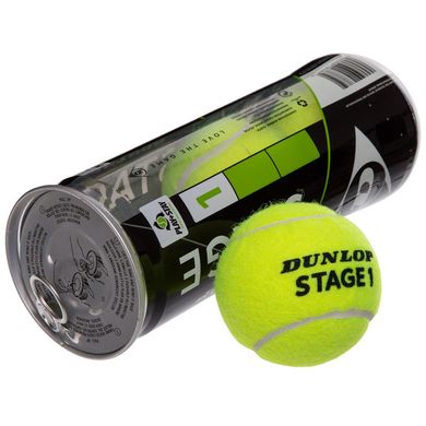 Мячи для большого тенниса DUNLOP STAGE 1 GREEN DL601338 3шт салатовый