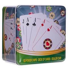 Покерный набор в металлической коробке 120 фишек IG-6893