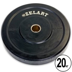 Бамперные диски резиновые Bumper Plates Zelart Z-TOP TA-5125-20 51мм 20кг черный