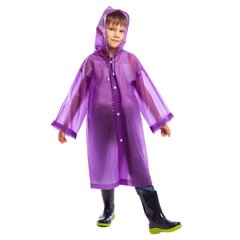 Плащ-дождевик на ребенка на кнопках многоразовый фиолетовый C-1010 (OF)
