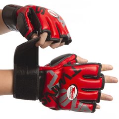 Перчатки для единоборств MMA кожаные красные TWINS TW-001, L
