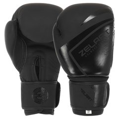 Кожаные боксерские перчатки Zelart CONTENDER 2.0 VL-8202 на липучке черные, 12 унций