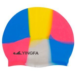 Шапочка для плавання силіконова для дорослих YINGFA CAMOUFLAGE C0065 колір синій-малиновий