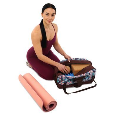 Сумка для йоги KINDFOLK Yoga bag Zelart FI-8366-2 розовый-голубой