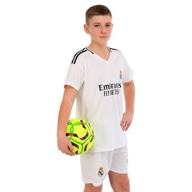 Форма футбольная детская с символикой футбольного клуба REAL MADRID MBAPPE 9 домашняя 2025 Zelart CO-4633 размер 22, рост 125-130 цвет белый