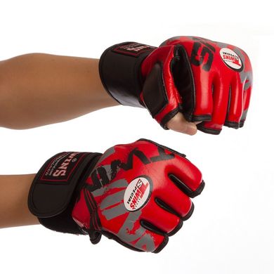 Рукавички для єдиноборств MMA шкіряні червоні TWINS TW-001, L