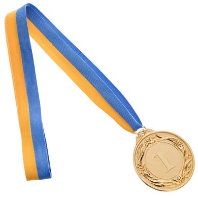Спортивная награда медаль с лентой (1шт) GLORY d=65 мм C-4327, 1 место (золото)