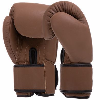 Перчатки боксерские кожаные Zelart VL-3074 размер 14 унции цвет коричневый