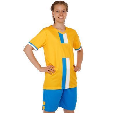 Форма футбольна комплект футболка та шорти Zelart CO-2001 розмір 2XL колір білий-синій