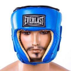 Боксерский кожаный шлем синий EVERLAST EVSV480