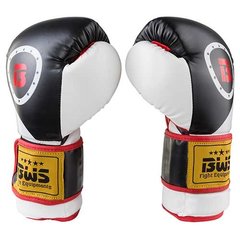 Боксерские перчатки на липучке BWS FLEX черно-белые 8 унций BWS-3077-8