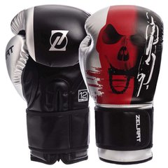 Перчатки ZELART BO-1315 боксерские PU на липучке черно-красные, 12 унций