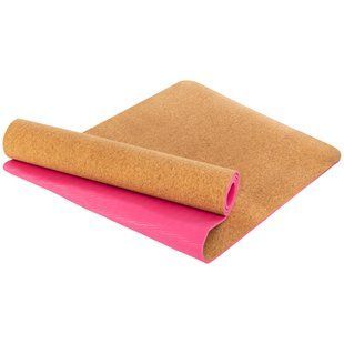 Килимок для йоги Пробковий каучуковий двошаровий Yoga mat Zelart FI-2433 колір рожевий