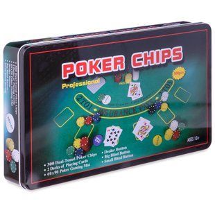 Набір для покеру в металевій коробці Professional Poker chips Zelart IG-4394 300 фішок
