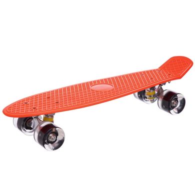 Пенниборд скейт пластиковый 56 см светящиеся колеса SK-5672-11, Оранжевый