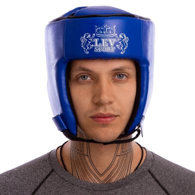 Боксерский шлем открытый синий LEV Кожзам LV-4293