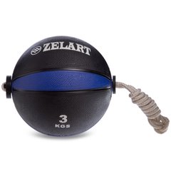 Мяч с веревкой 3 кг медбол Zelart Medicine Ball FI-5709-3