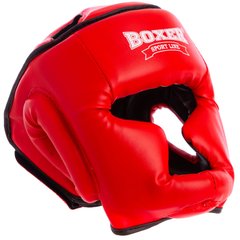 Шлем закрытый боксерский красный кожвинил BOXER 2036