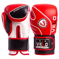 Перчатки боксерские кожаные на липучке VELO VL-8188 красные, 12 унций