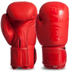 Перчатки боксерские кожаные на липучке VENUM MATT MA-0703 красные, 14 унций