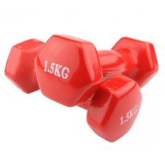 Гантели виниловые для фитнеса 2 шт по 1,5 кг 80022-V15, Красный