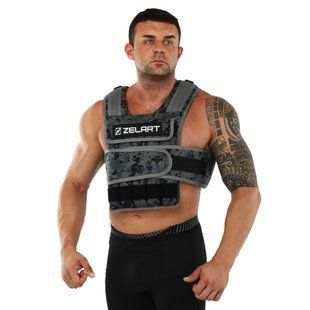 Жилет утяжелитель с регулируемым весом Zelart WEIGTH VEST TA-7806-15 вес-1,5-15кг камуфляж