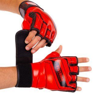 Рукавиці для змішаних єдиноборств MMA FISTRAGE VL-4296 розмір S колір червоний-чорний
