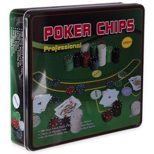 Набор для покера в металлической коробке Professional Poker chips Zelart IG-3006 500 фишек