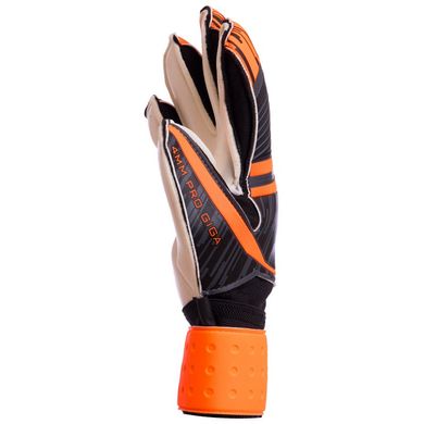 Перчатки футбольные с защитными вставками на пальцы черно-оранжевые FB-900, 9